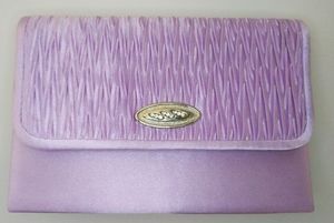 Satin Violet Purple Purse, Silver Chain Shoulder